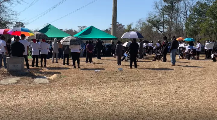 A graveside service in Berkeley County in February, 2021.