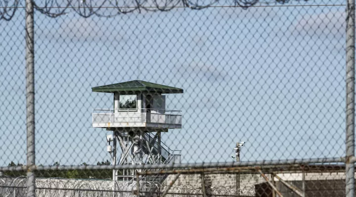 FILE - In this April 16, 2018, photo, a guard tower stands above the Lee Correctional Institution, a maximum security prison in Bishopville, S.C. South Carolina has given the greenlight to firing-squad executions. The method was codified into state law last year after a decade-long pause in carrying out the death sentence over the state's inability to procure lethal injection drugs. State prison officials said Friday, March 18, 2022, that renovations have been completed on the death chamber in Columbia to …