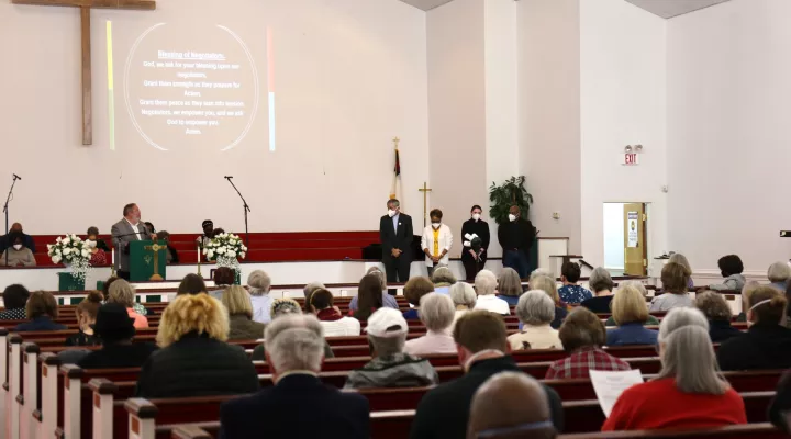  MORE Justice members gather at Reid Chapel AME Church in Columbia for pre-conference rally