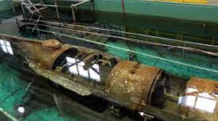  The Hunley submarine was raised in 2000 and has since been undergoing conservation at the Warren Lasch Conservation Laboratory in Charleston.
