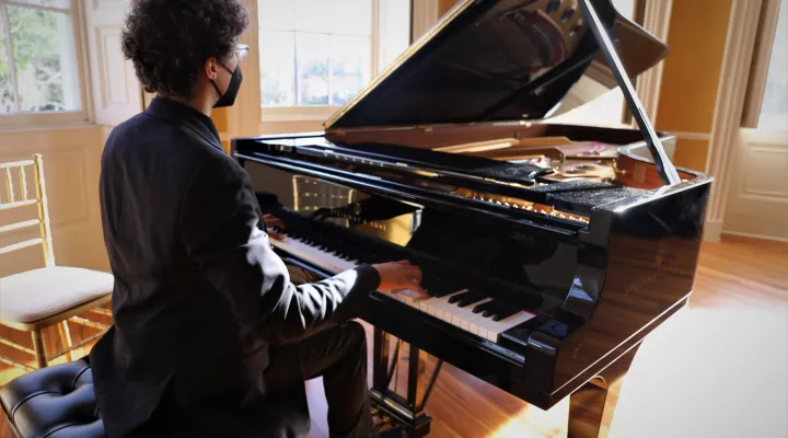  Lawrence Quinnett plays piano during a matinee at the historic Middleton-Pinckney House for the Colour of Music Festival in Charleston, February 2022.