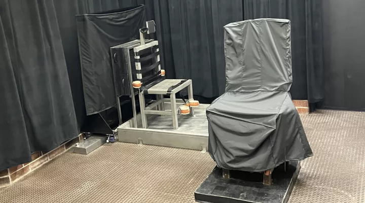 The state's death chamber in Columbia, S.C., includes the electric chair (right) and a firing squad chair (left).