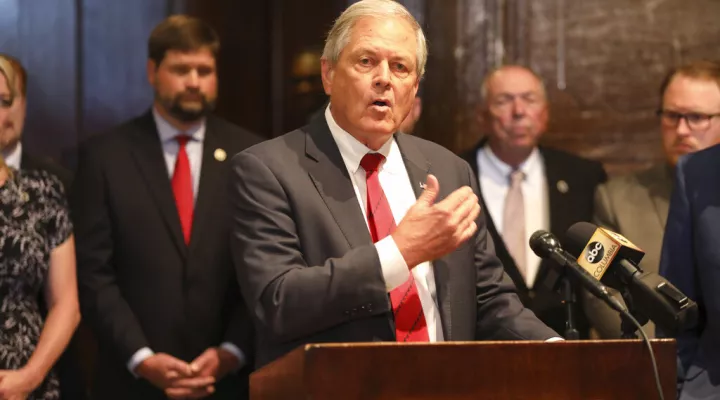 U.S. Rep. Ralph Norman, R-S.C., speaks at an announcement of the creation of a new South Carolina Freedom Caucus based on a similar national group at a news conference on Wednesday, April 20, 2022 in Columbia, S.C. (AP Photo/Jeffrey Collins)