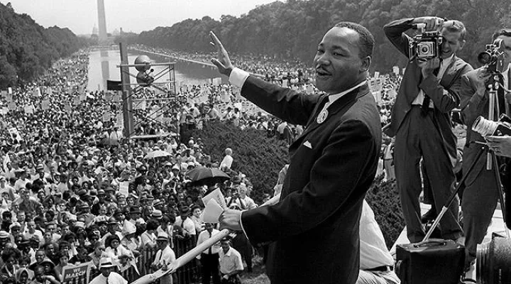  FILE - Martin Luther King, Jr., speaking during the March on Washington for Jobs and Freedom, also known as the March on Washington, held on August 28, 1963.