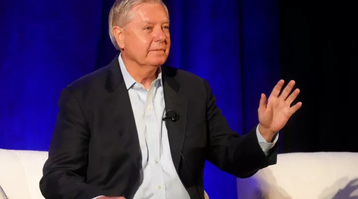 United States Sen. Lindsey Graham, R-S.C., addresses business leaders during a congressional conversation sponsored by the South Carolina Chamber of Commerce, Thursday, Aug. 18, 2022, in Columbia, S.C. (AP Photo/Meg Kinnard)