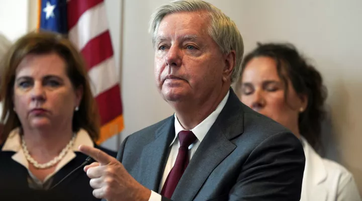 Sen. Lindsey Graham, R-S.C., speak during a news conference to discuss the introduction of the Protecting Pain-Capable Unborn Children from Late-Term Abortions Act on Capitol Hill, Tuesday, Sept. 13, 2022, in Washington. (AP Photo/Mariam Zuhaib)