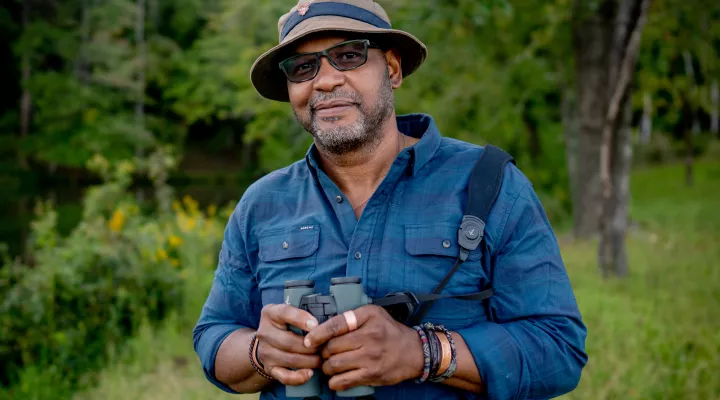 Joseph Drew Lanham, onrnithologist, naturalist, and writer, and now a 2022 MacArthur Fellow, in Clemson, S.C.