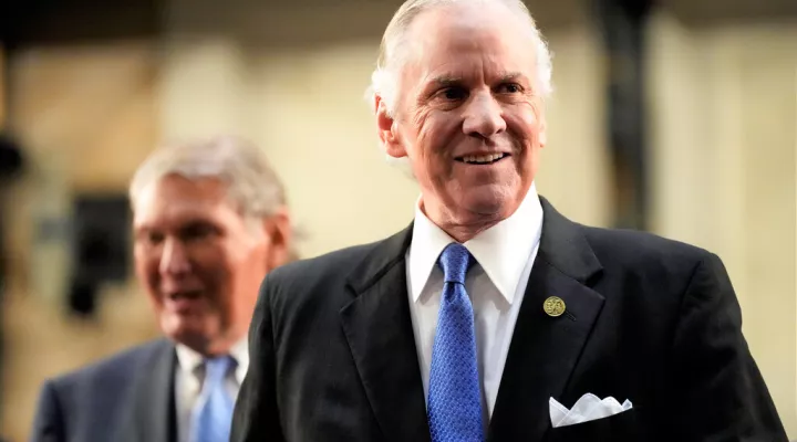 FILE - South Carolina Gov. Henry McMaster greets lawmakers ahead of his State of the State address on Wednesday, Jan. 19, 2022, in Columbia, S.C.  Democrats in South Carolina get another shot at loosening the firm grasp Republican have on statewide politics as voting ends Tuesday for the 2022 elections. But it's likely to be a tough fight.(AP Photo/Meg Kinnard, File)