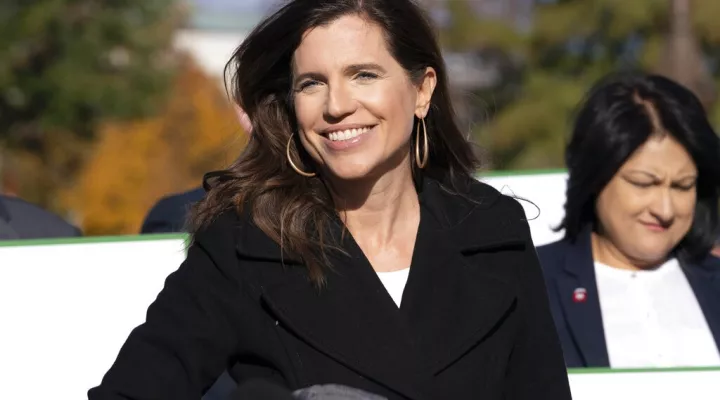 Rep. Nancy Mace, R-S.C., speaks during a news conference about a cannabis reform bill she introduced, Monday, Nov. 15, 2021, on Capitol Hill in Washington. (AP Photo/Jacquelyn Martin)