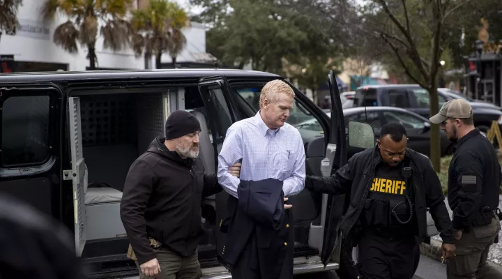 Alex Murdaugh is brought into the courtroom in the double murder trial of Alex Murdaugh at the Colleton County Courthouse in Walterboro, Friday, Feb. 3, 2023. 