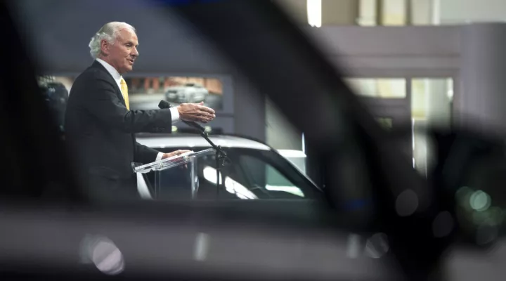 FILE - South Carolina Gov. Henry McMaster speaks during a press conference at the BMW Spartanburg plant in Greer, S.C., Oct. 19, 2022. McMaster said Monday, March 6, 2023 he is going to ask lawmakers to approve nearly $1.3 billion to bring to the state a new electric vehicle plant by a Volkswagen Group-backed group trying to revive a brand that was a 1960s forerunner to today's SUVs. (AP Photo/Sean Rayford, file)