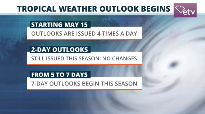  The first seven-day Tropical Weather Outlook was published by the National Hurricane Center Monday morning.