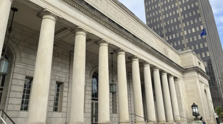 The exterior of the South Carolina Supreme Court building in Columbia, S.C. is shown Wednesday, Jan. 18, 2023. The South Carolina Supreme Court is set for an all-male bench for the first time in 35 years. Two of the three candidates to replace Justice Kaye Hearn have withdrawn from consideration. That means Judge Gary Hill remains the only nominee under consideration as lawmakers prepare to vote for a replacement at a Feb. 1 joint session. (AP Photo/James Pollard)