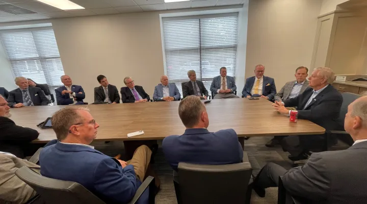  U.S. Sen. Lindsey Graham, R-S.C., far right, speaks with various evangelical leaders about support for Israel on Friday, Oct. 13, 2023, in Columbia, S.C. 
