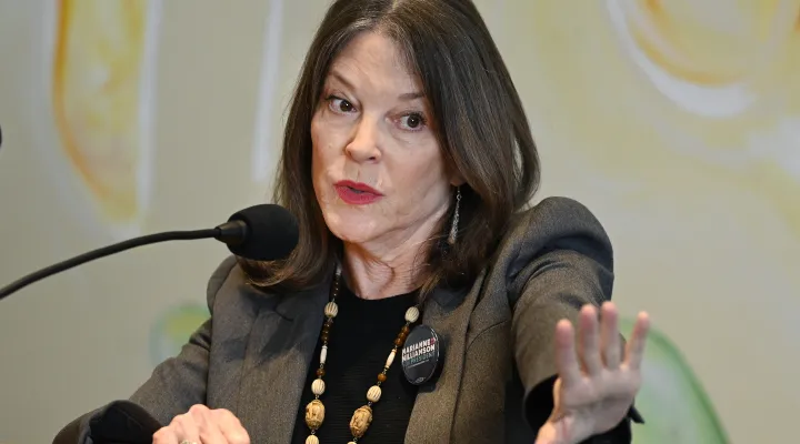 FILE - Democratic presidential candidate Marianne Williamson speaks at The Interfaith Center for Spiritual Growth, Sept. 10, 2023, in Ann Arbor, Mich. Williamson has suspended her campaign, ending her long-shot challenge to President Joe Biden. (AP Photo/Jose Juarez)