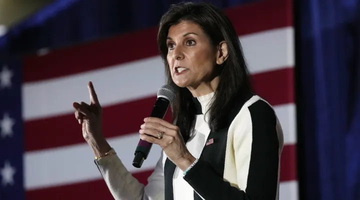 Republican presidential candidate and former United Nations Ambassador Nikki Haley speaks at a campaign event, Sunday, Feb. 25, 2024, in Troy, Mich. (AP Photo/Carlos Osorio)