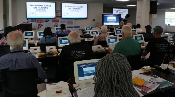 Charleston County poll workers train for election day at the new board of elections headquarters in North Charleston. Oct. 8, 2024