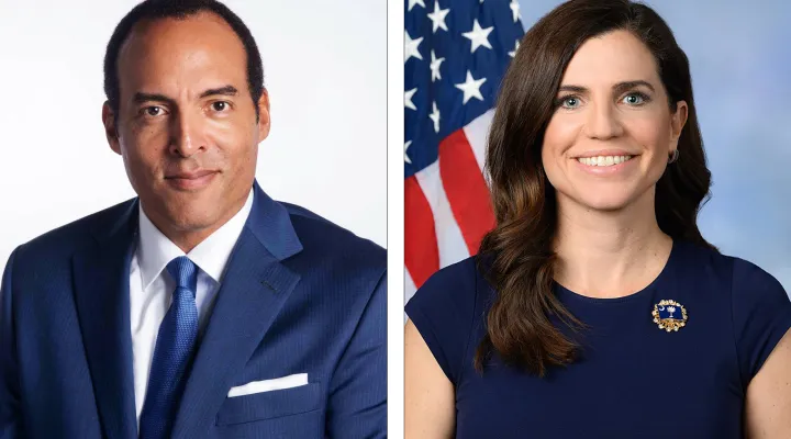 Democrat Michael B. Moore (L) is trying to unseat Republican incumbent Nancy Mace in the 1st Congressional District.