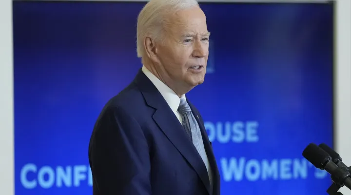 President Joe Biden speaks at the White House Conference on Women's Health Research from the East Room of the White House in Washington, Wednesday, Dec. 11, 2024. (AP Photo/Susan Walsh)