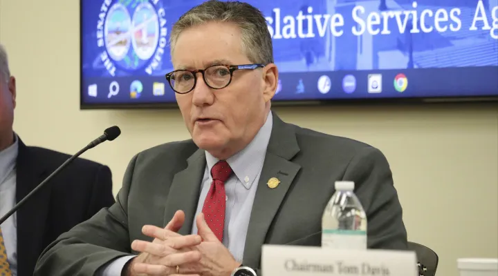 South Carolina Republican Sen. Greg Hembree speaks at a legislative preview in Columbia, S.C., Monday, Jan. 8, 2024. Lawmakers are scheduled to return Tuesday, Jan. 9, for the 2024 session of the South Carolina General Assembly. (AP Photo/James Pollard)