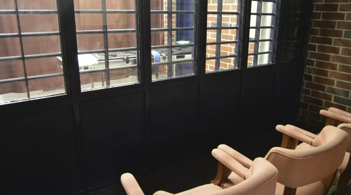 FILE - In this undated photo provided by the South Carolina Department of Corrections, viewing chairs are placed in the witness room of the execution chamber in the Broad River Correctional Institute in Columbia, S.C. (South Carolina Department of Corrections via AP, File)