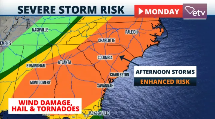 Numerous severe storms that could develop damaging winds and tornadoes.