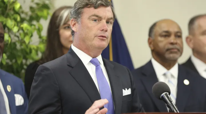 FILE - South Carolina Department of Corrections Director Bryan Stirling speaks on July 13, 2021, in Columbia, S.C. (AP Photo/Jeffrey Collins, File)
