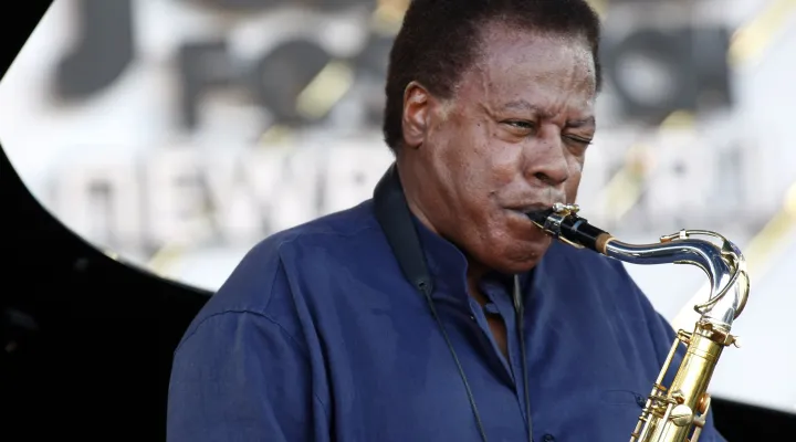 Wayne Shorter performs with his quartet at the Newport Jazz Festival at Fort Adams State Park in Newport, R.I. on Saturday, Aug. 9, 2008. (AP Photo/Joe Giblin)