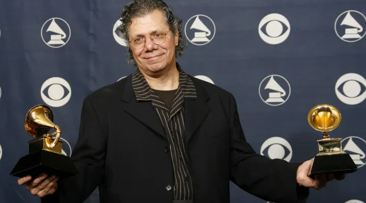 FILE - Chick Corea is photographed with his awards at the 49th Annual Grammy Awards on Feb. 11, 2007, in Los Angeles. He won from best jazz instrumental and best instrumental arrangement.  (AP Photo/Kevork Djansezian, File)
