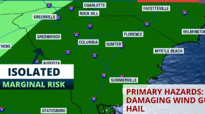 Damaging winds and hail are possible with the isolated storms on Friday.