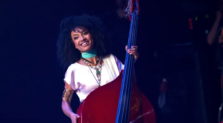 U.S Jazz musician and singer Esperanza Spalding performs at the International Jazz Day concert at the Alicia Alonso Theater in Havana, Cuba, Sunday, April 30, 2017. (AP Photo/Ramon Espinosa)