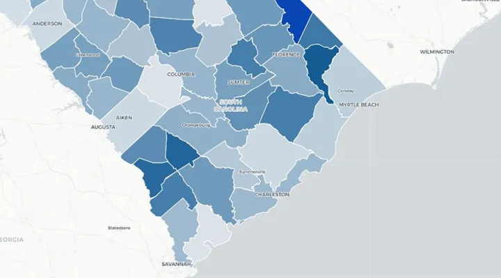 The darker the county, the higher the percentage of ALICE households.