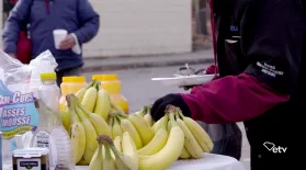 Image of food being donated to the homeless.