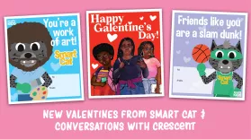 graphic showing Smart Cat & Crescent Valentine Day cards