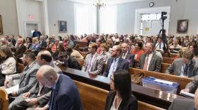 Attendees listen during Alex Murdaugh's double murder trial at the Colleton County Courthouse on Tuesday, Feb. 7, 2023, in Walterboro, S.C. The 54-year-old attorney is standing trial on two counts of murder in the shootings of his wife and son at their Colleton County home and hunting lodge on June 7, 2021. (Joshua Boucher/The State via AP, Pool)