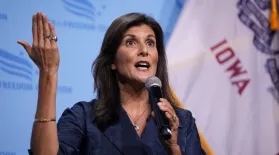 FILE - Republican presidential candidate and former U.N. Ambassador Nikki Haley speaks at the Iowa Faith & Freedom Coalition's fall banquet, Sept. 16, 2023, in Des Moines, Iowa. Haley is gaining attention in the GOP race with her calls for “consensus” around abortion, an unusual tone in a campaign where Republican White House hopefuls often prefer to highlight their eagerness to fight President Joe Biden and other Democrats. (AP Photo/Bryon Houlgrave, File)