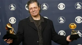 FILE - Chick Corea is photographed with his awards at the 49th Annual Grammy Awards on Feb. 11, 2007, in Los Angeles. He won from best jazz instrumental and best instrumental arrangement.  (AP Photo/Kevork Djansezian, File)