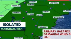 Damaging winds and hail are possible with the isolated storms on Friday.