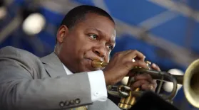 FILE - In this Aug. 8, 2010 file photo, trumpeter Wynton Marsalis plays at the Newport Jazz Festival in Newport, R.I. He will be among the featured performers returning to the festival on Saturday, Aug. 2, 2014. (AP Photo/Joe Giblin, File)